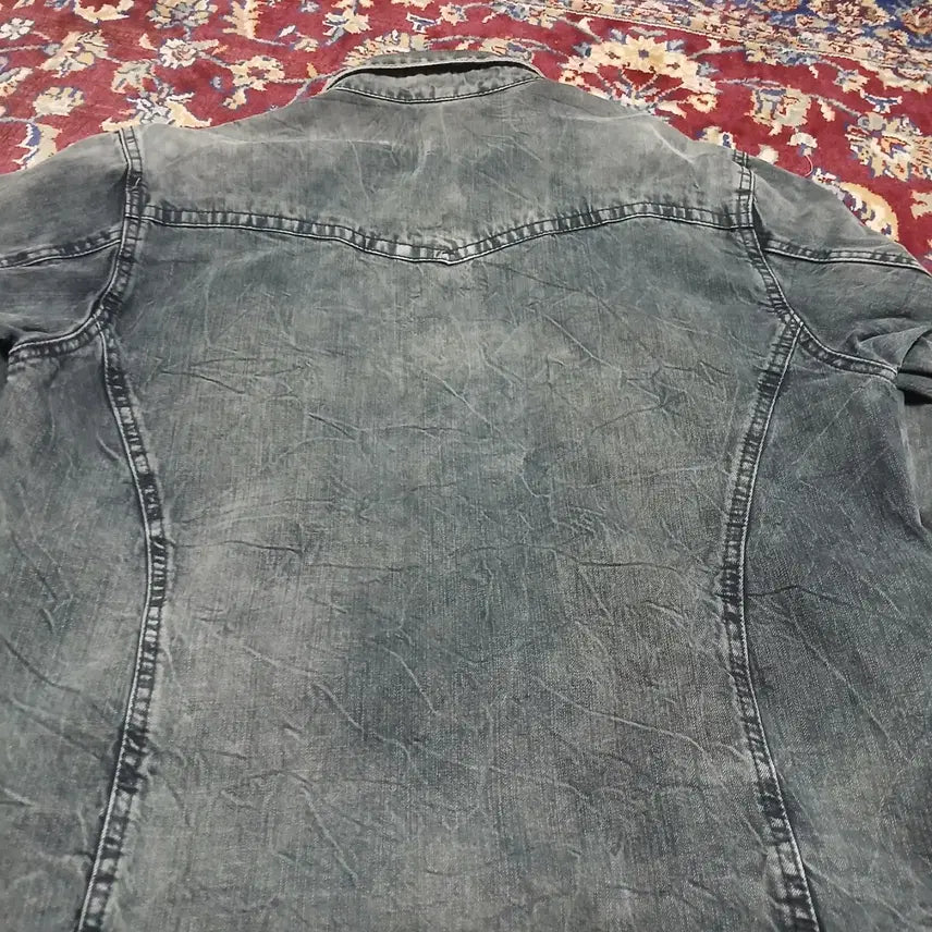 [BUNJANG] KELLO JEANS Washed Gray Denim Western Shirt / (약 100) KELLO JEANS 켈로진스 워싱그레이 데님 웨스턴셔츠