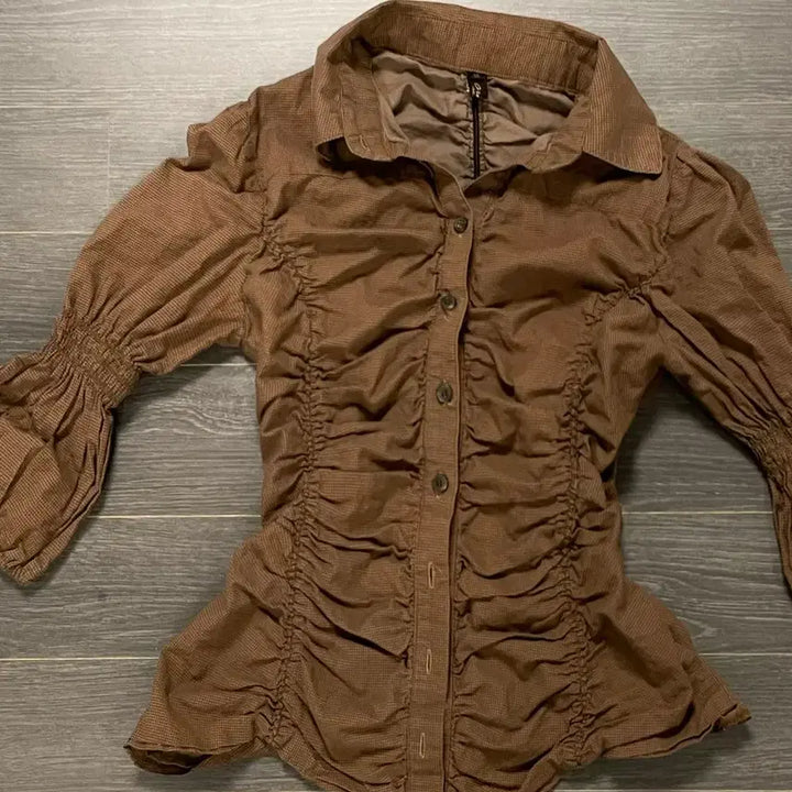 [BUNJANG] Y2K Grunge Western Brown Shirred Shirt / y2k 그런지 웨스턴 브라운 셔링 셔츠