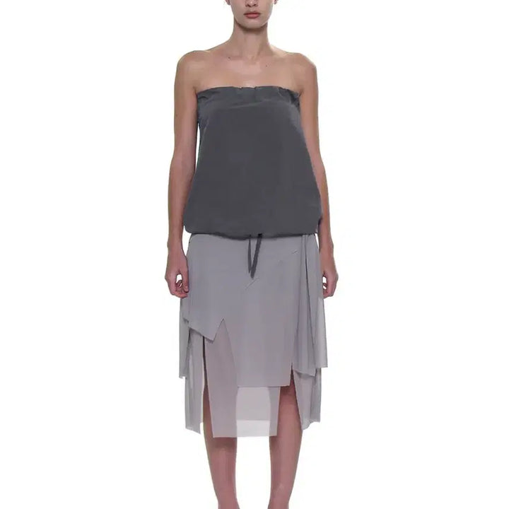 [BUNJANG] Partimento Women Bow-Tie Panelled Midi Skirt / [택포]파르티멘토 우먼 보타이 패널드 미디 스커트 라이트 그레이