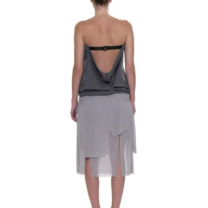 [BUNJANG] Partimento Women Bow-Tie Panelled Midi Skirt / [택포]파르티멘토 우먼 보타이 패널드 미디 스커트 라이트 그레이