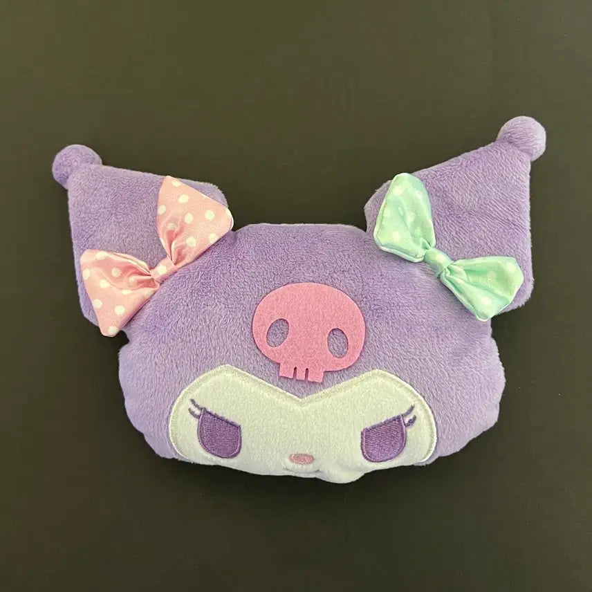 [BUNJANG] San-X Sanrio Kuromi Face Plush Pouch / 산엑스 산리오 아타리쿠지 쿠로미 얼굴 인형 파우치 누이 굿즈