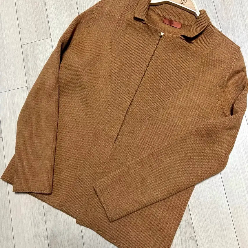 [BUNJANG] System Camel Wool Knit Open Collar Cardigan Jacket / 시스템 system 한섬 울 니트 오픈 카라 가디건 카멜 자켓 오피스룩