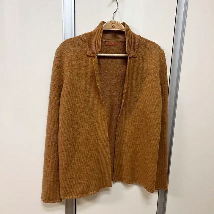 [BUNJANG] System Camel Wool Knit Open Collar Cardigan Jacket / 시스템 system 한섬 울 니트 오픈 카라 가디건 카멜 자켓 오피스룩
