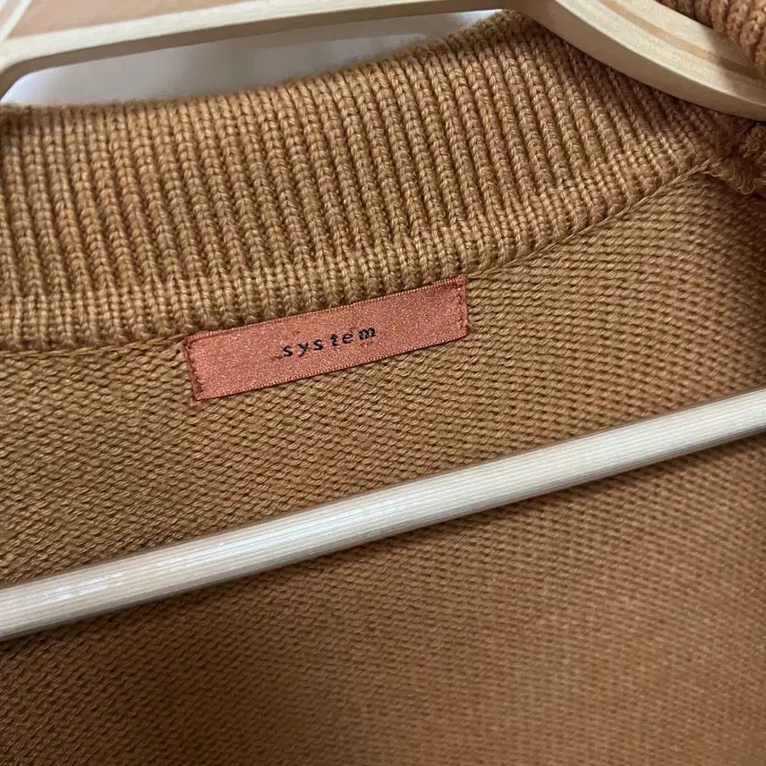 [BUNJANG] System Camel Wool Knit Open Collar Cardigan Jacket / 시스템 system 한섬 울 니트 오픈 카라 가디건 카멜 자켓 오피스룩