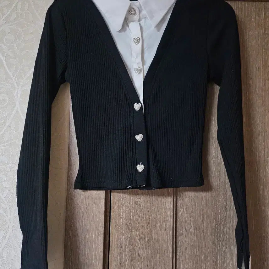 [BUNJANG] White Shirt Layered Cardigan / 화이트 셔츠 레이어드 가디건