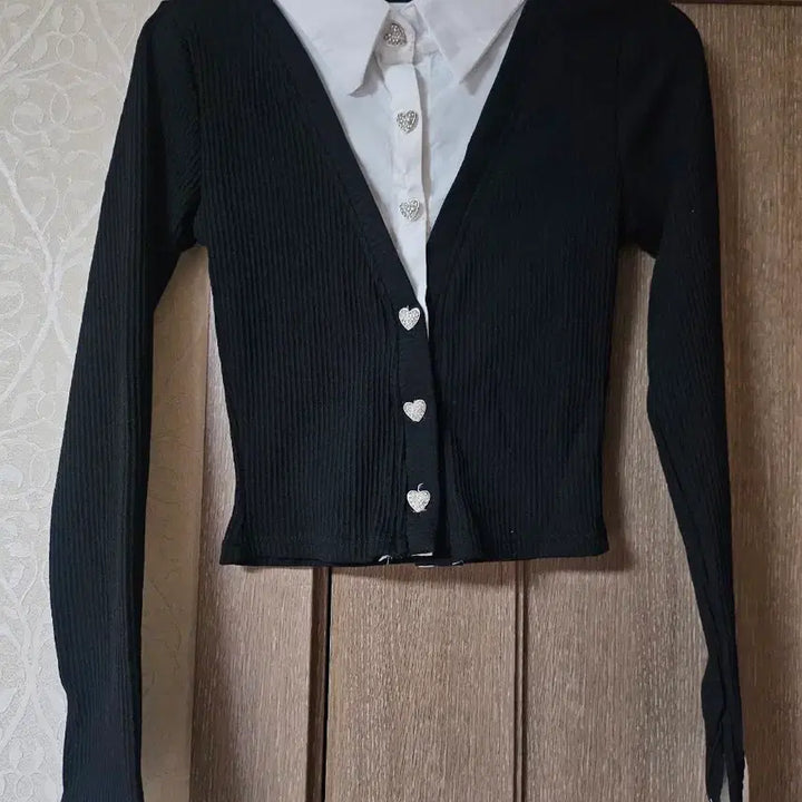 [BUNJANG] White Shirt Layered Cardigan / 화이트 셔츠 레이어드 가디건