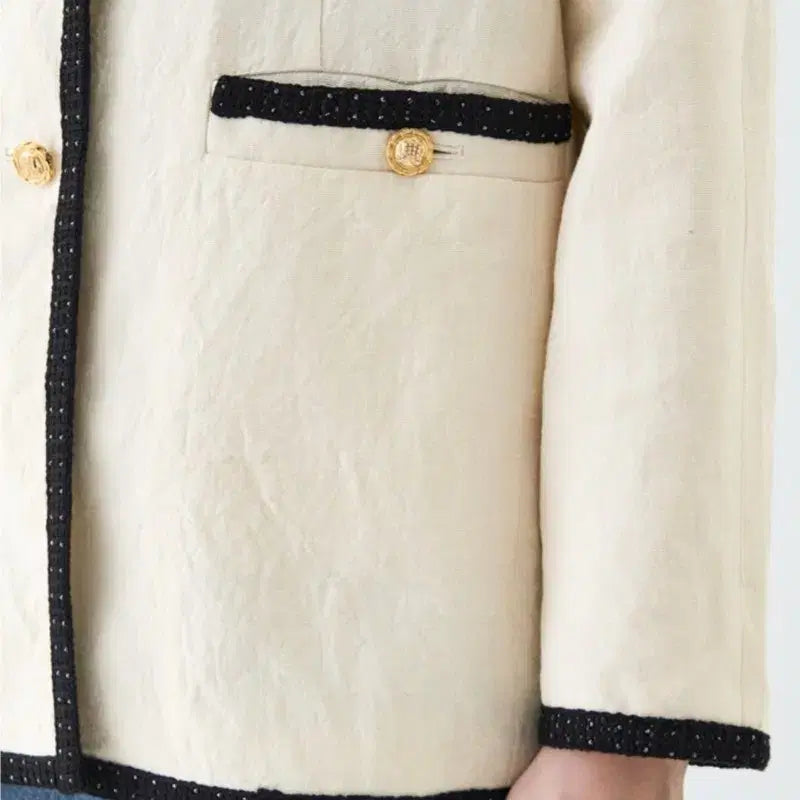 [BUNJANG] Lanvin Collection Linen Blend Crystal Trimmed Jacket / 랑방컬렉션  린넨 블렌드 크리스탈 트리밍 자켓