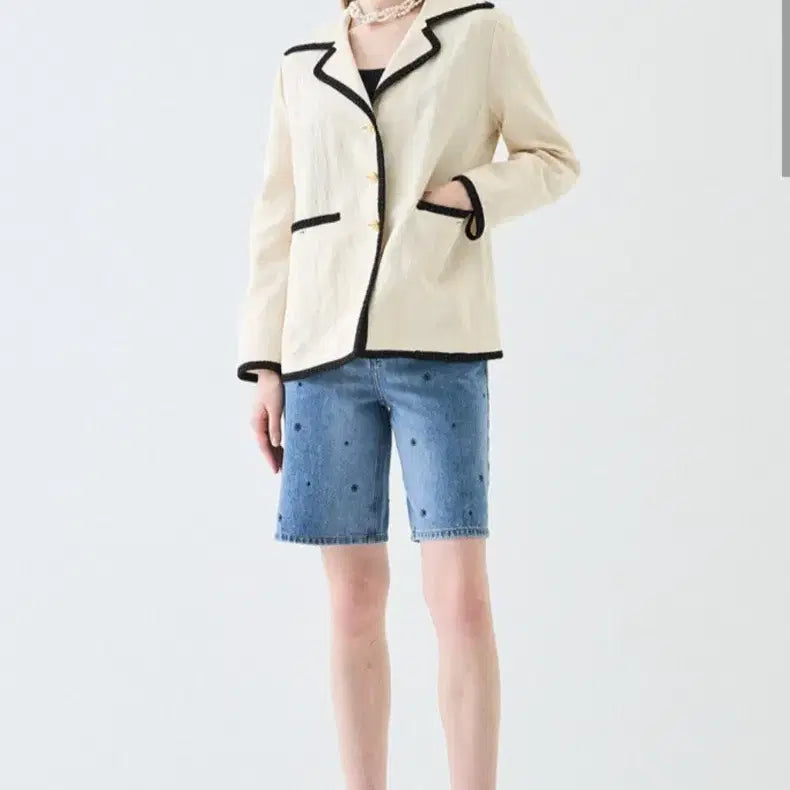 [BUNJANG] Lanvin Collection Linen Blend Crystal Trimmed Jacket / 랑방컬렉션  린넨 블렌드 크리스탈 트리밍 자켓