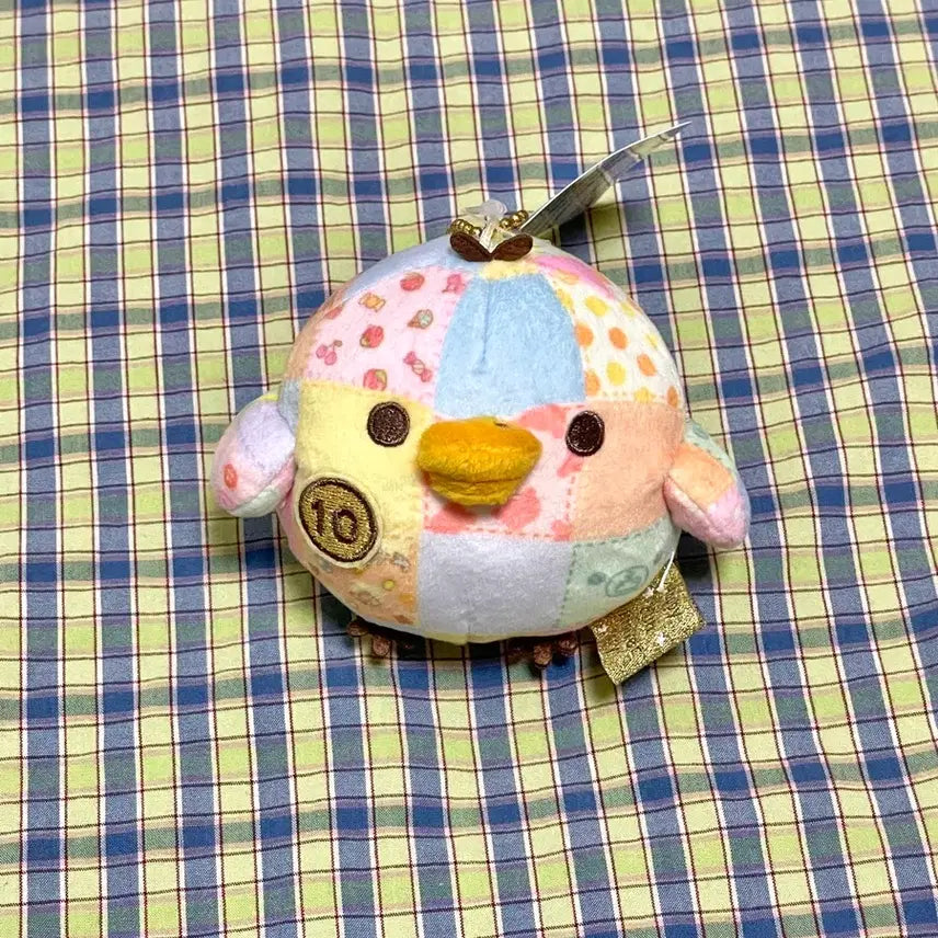 [BUNJANG] San-X Rilakkuma 20th Anniversary Patchwork Kiiroitori Keyring Plush / 산엑스 리락쿠마 20주년 한정 성곰식 패치워크 키이로이토리 키링 인형