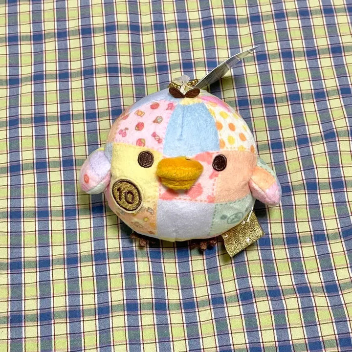 [BUNJANG] San-X Rilakkuma 20th Anniversary Patchwork Kiiroitori Keyring Plush / 산엑스 리락쿠마 20주년 한정 성곰식 패치워크 키이로이토리 키링 인형