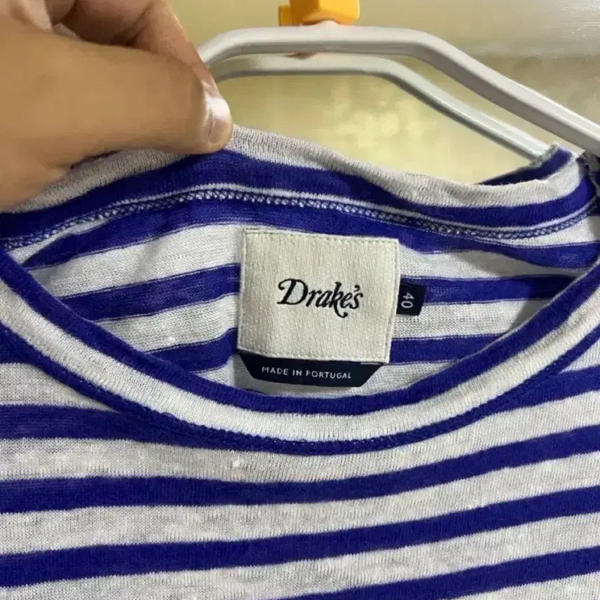 [BUNJANG] Drakes Linen Stripe T-shirt Size 40 / 드레익스 Drakes Linen Stripe T-shirt 40