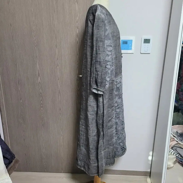 [SOLD OUT] 천연염색느낌  린넨  꽃무늬 롱 원피스 L