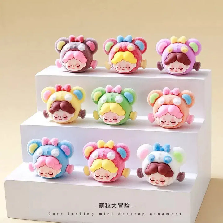[BUNJANG] Wendy Bear Head Flocking Figure Set / 곰 머리 웬디 후로킹 피규어 세트