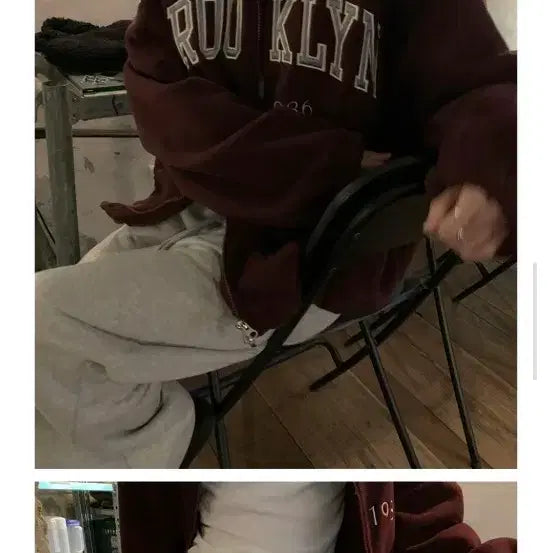 [BUNJANG] Monrf Burgundy Fleece Zip-Up Jacket / monrf 모너프 후리스 집업