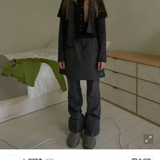 [BUNJANG] No Contents Layered Shirring Skirt Pants Set / 노컨텐츠 레이어드 셔링 스커트 팬츠 세트