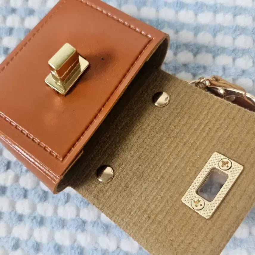 [BUNJANG] Mini Brown Leather Bag Keyring / 란도셀 감성 브라운 미니 가죽백 키링 / BJD 인형 소품 가방 / 미니