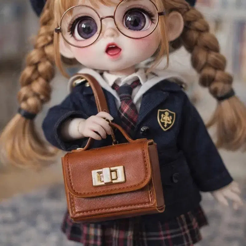 [BUNJANG] Mini Brown Leather Bag Keyring / 란도셀 감성 브라운 미니 가죽백 키링 / BJD 인형 소품 가방 / 미니