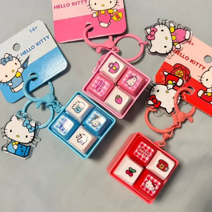 [BUNJANG] Sanrio Kitty LED Keycap Keychain / 정품 산리오 키티 4구 led 키캡 클리커 키링