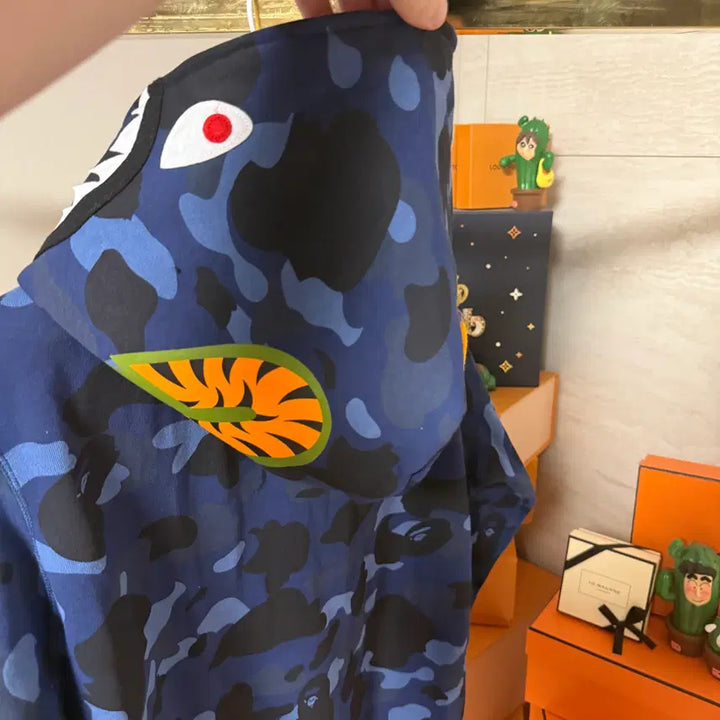 [BUNJANG] BAPE Color Camo Shark Full Zip Hoodie Navy / [xl사이즈]베이프 컬러 카모 샤크 풀집업 후드 네이비