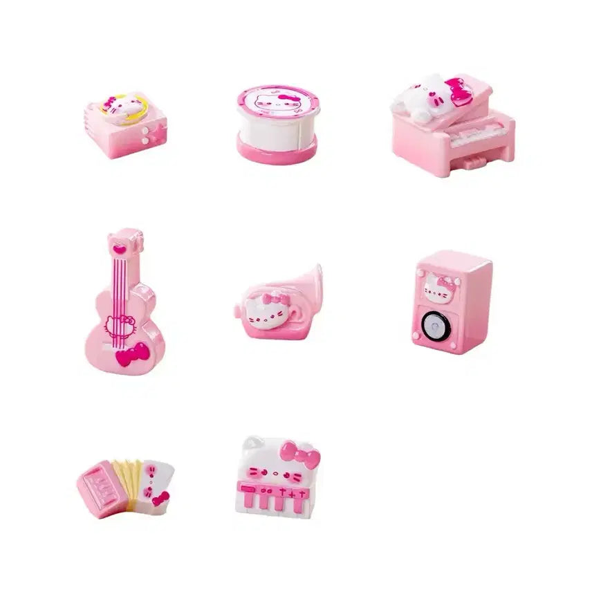[BUNJANG] Hello Kitty Pink Musical Instrument Miniature Figure Set / 헬로키티 핑크 악기 미니어처 피규어 세트