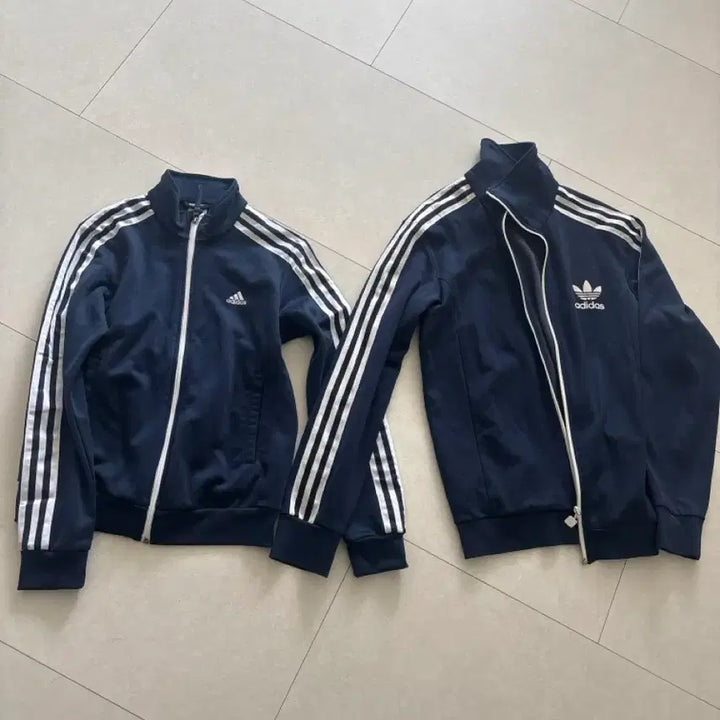 [BUNJANG] Adidas Navy Three Stripes Track Jacket Bundle Set / 아디다스 네이비 삼선 트랙저지.두개일괄90.100