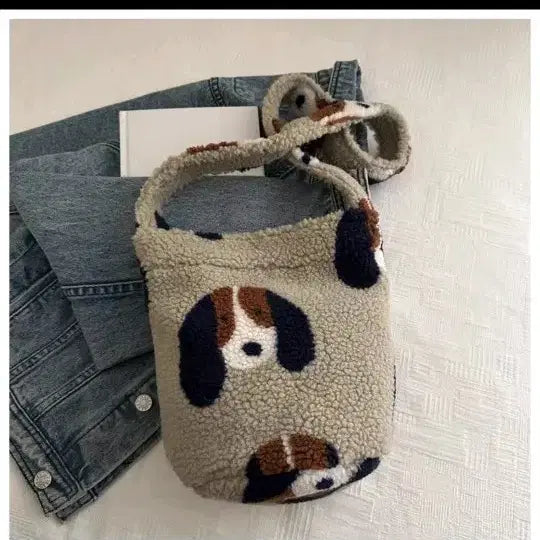 [BUNJANG] Dog Faux Shearling Shoulder Tote Bag / 강아지 뽀글이 숄더백 토트백 새상품