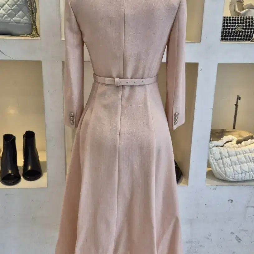 [BUNJANG] Misha Pink Belted Long Jacket Dress / 미샤 핑크 벨트 자켓 스타일 롱 원피스