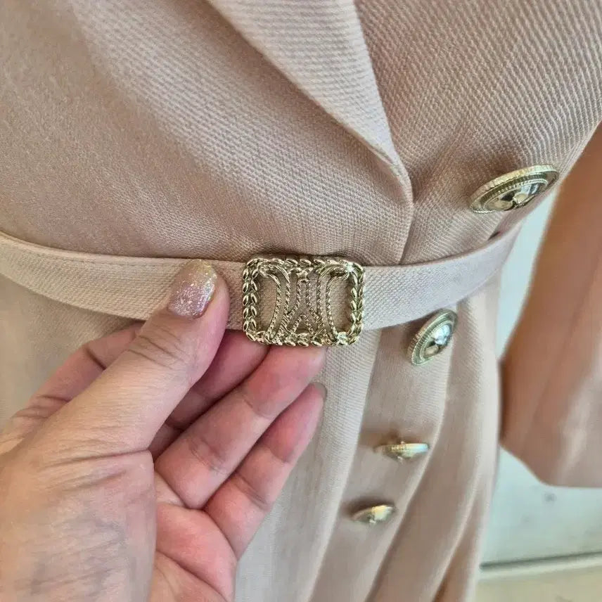 [BUNJANG] Misha Pink Belted Long Jacket Dress / 미샤 핑크 벨트 자켓 스타일 롱 원피스