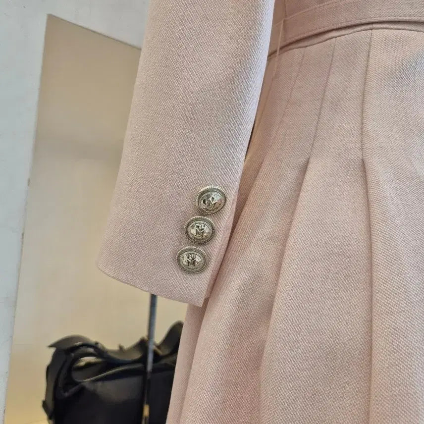 [BUNJANG] Misha Pink Belted Long Jacket Dress / 미샤 핑크 벨트 자켓 스타일 롱 원피스