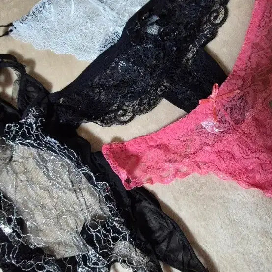 [BUNJANG] Lace Slip and Panties Bundle Set / 슬립1종+레이스 팬티3종(일괄)