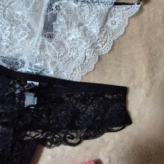 [BUNJANG] Lace Slip and Panties Bundle Set / 슬립1종+레이스 팬티3종(일괄)