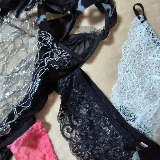 [BUNJANG] Lace Slip and Panties Bundle Set / 슬립1종+레이스 팬티3종(일괄)