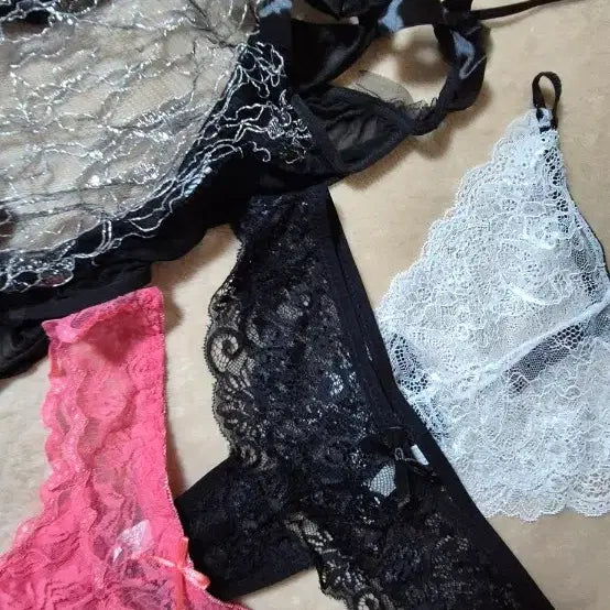 [BUNJANG] Lace Slip and Panties Bundle Set / 슬립1종+레이스 팬티3종(일괄)