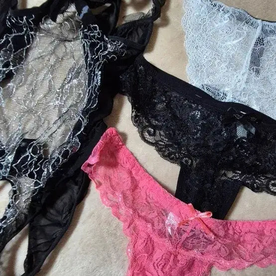 [BUNJANG] Lace Slip and Panties Bundle Set / 슬립1종+레이스 팬티3종(일괄)