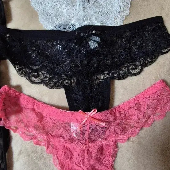 [BUNJANG] Lace Slip and Panties Bundle Set / 슬립1종+레이스 팬티3종(일괄)