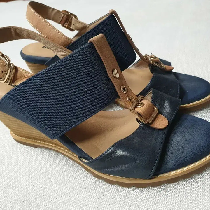 [BUNJANG] Mook Navy Wedge Heel Sandals Women 230 / 무크 네이비 웨지힐 샌들 여성 230