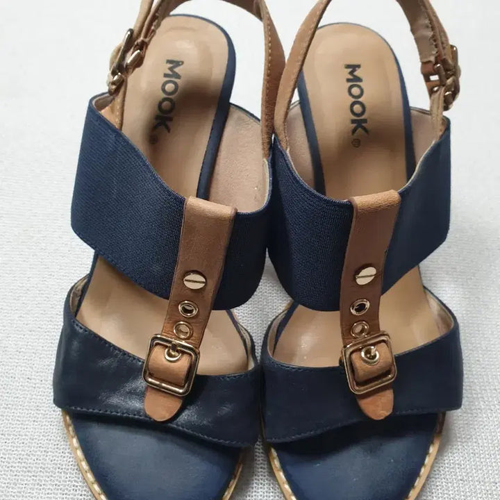 [BUNJANG] Mook Navy Wedge Heel Sandals Women 230 / 무크 네이비 웨지힐 샌들 여성 230