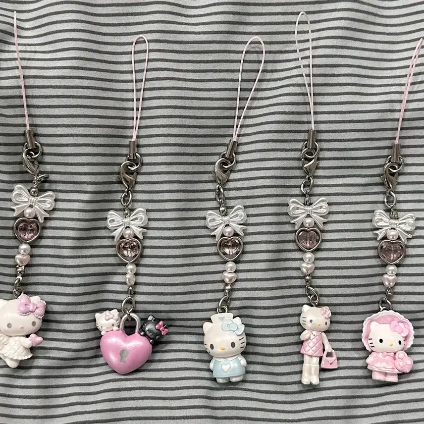 [BUNJANG] Sanrio Hello Kitty 50th Anniversary Angel Devil Keyring / 헬로키티 산리오 유메미루 50주년 천사악마 키링 스트랩 자물쇠 가챠