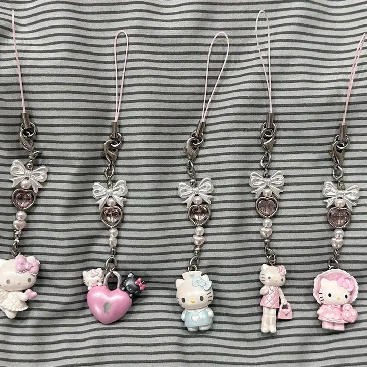 [BUNJANG] Sanrio Hello Kitty 50th Anniversary Angel Devil Keyring / 헬로키티 산리오 유메미루 50주년 천사악마 키링 스트랩 자물쇠 가챠