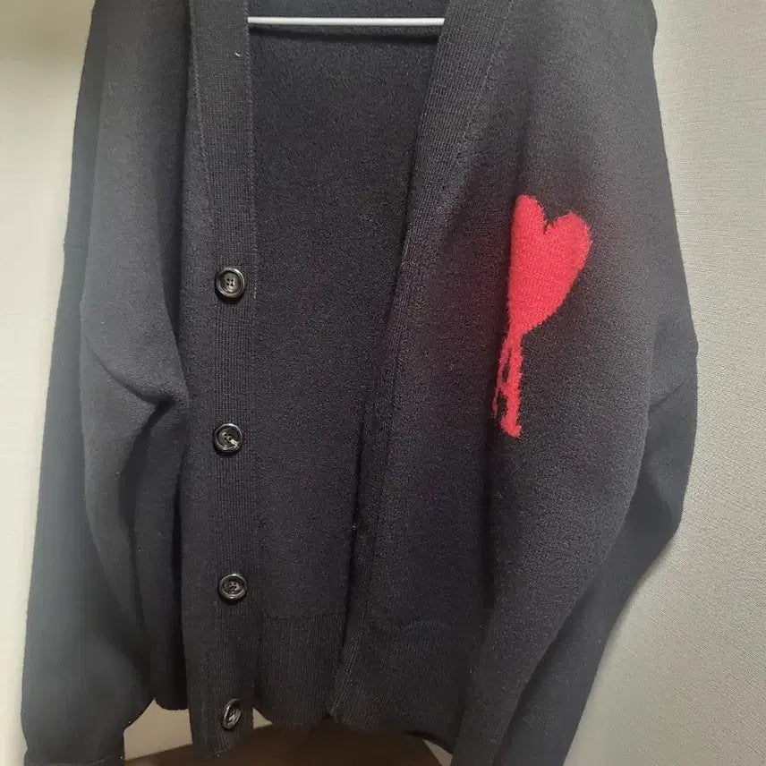 [BUNJANG] Ami Big Heart Intarsia Cardigan (L) / 아미 빅하트 인타르시아 가디건 오버핏L