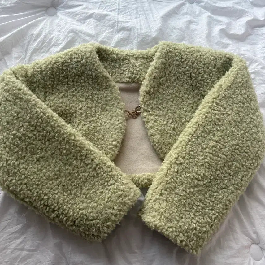 [BUNJANG] Green Crop Sherpa Jacket / 양털 뽀글이 크롭 자켓