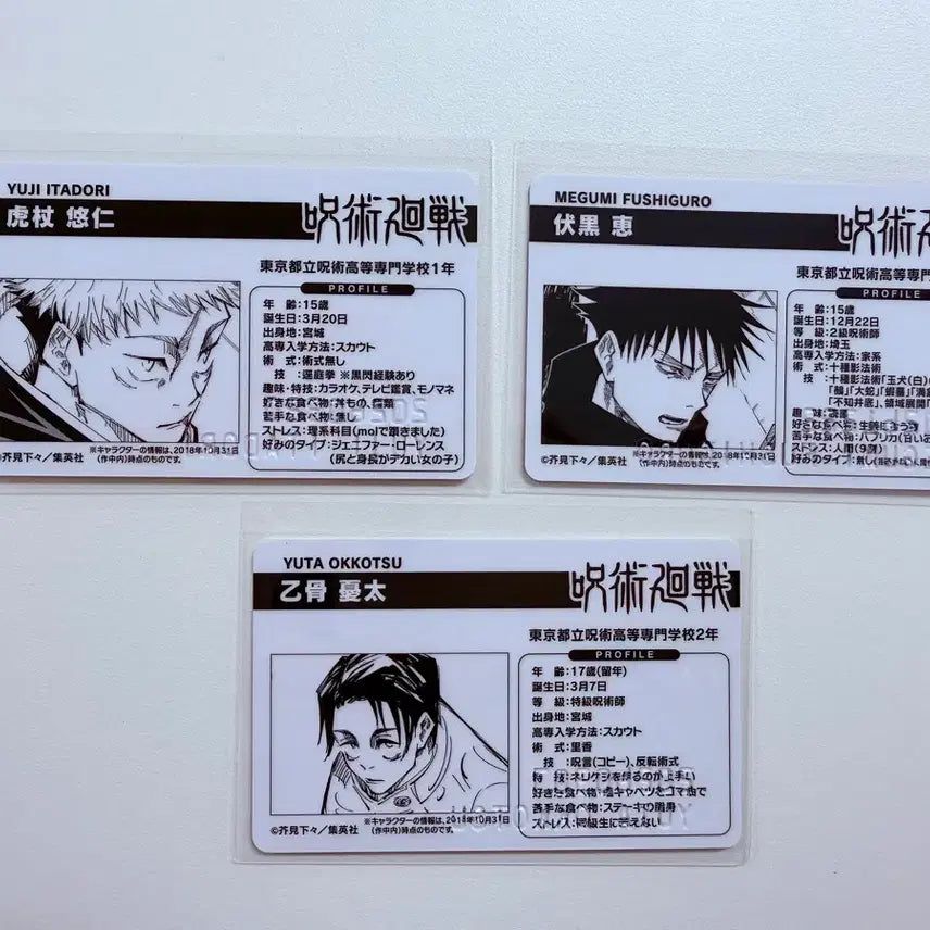 [BUNJANG] Jujutsu Kaisen 2026 Birthday Card Bundle / [무료배송] 주술회전 2026 생일카드: 유지,메구미,유타 일괄