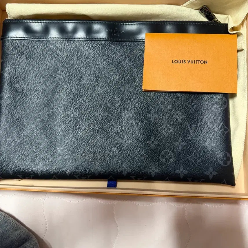 [BUNJANG] Louis Vuitton Monogram Clutch Bag with Keyring / 루이비통 블랙 모노그램 클러치백 루이비통 키링