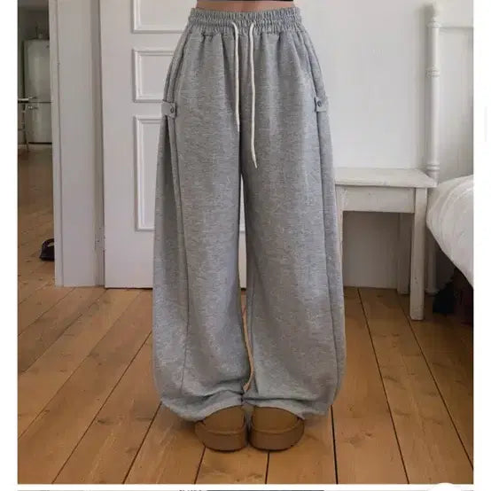 [BUNJANG] Snap Button Benny Side Buckle Wide Banding Pants Navy / 스냅버튼 베니 사이드비조 와이드 밴딩 팬츠 네이비 색상 판매(새상품)
