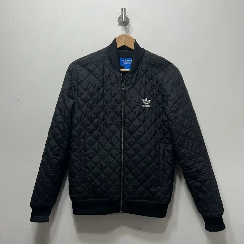 [BUNJANG] Adidas Quilted Black Bomber Jacket M / 아디다스 퀼팅 블랙 봄버 자켓 M