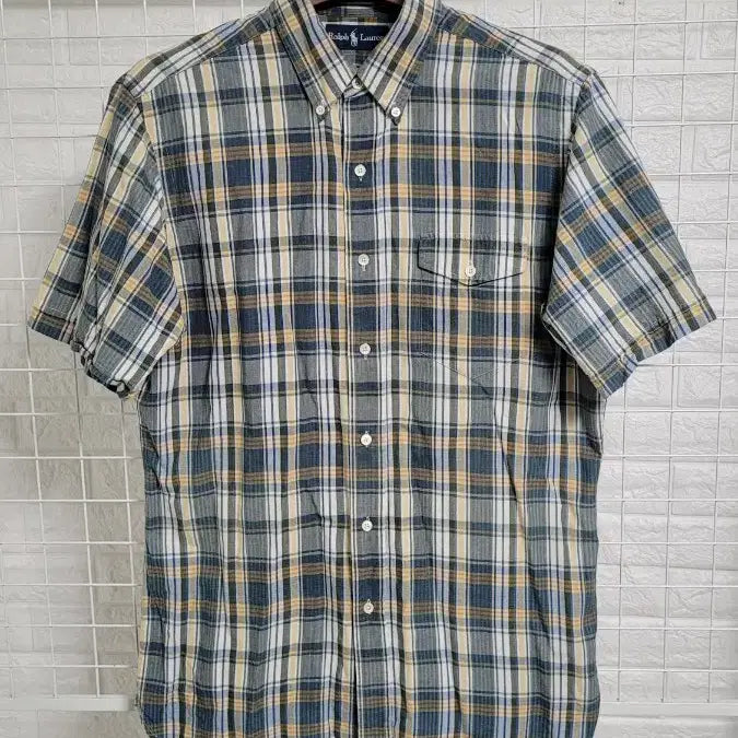 [BUNJANG] Polo Ralph Lauren Green Multi-color One Pocket Checkered Short Sleeve Shirt / [M-100]폴로랄프로렌 그린멀티컬러 원포켓 체크반팔셔츠 실측L
