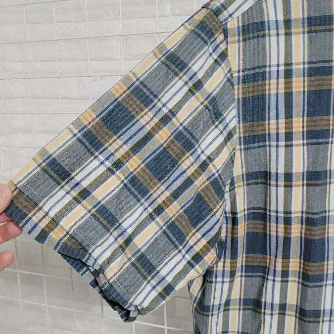 [BUNJANG] Polo Ralph Lauren Green Multi-color One Pocket Checkered Short Sleeve Shirt / [M-100]폴로랄프로렌 그린멀티컬러 원포켓 체크반팔셔츠 실측L