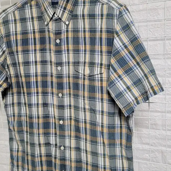 [BUNJANG] Polo Ralph Lauren Green Multi-color One Pocket Checkered Short Sleeve Shirt / [M-100]폴로랄프로렌 그린멀티컬러 원포켓 체크반팔셔츠 실측L