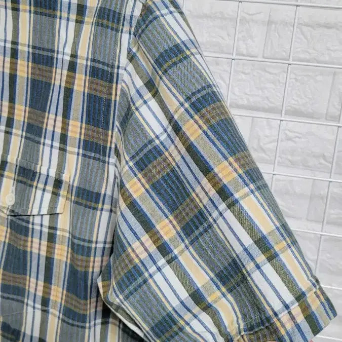 [BUNJANG] Polo Ralph Lauren Green Multi-color One Pocket Checkered Short Sleeve Shirt / [M-100]폴로랄프로렌 그린멀티컬러 원포켓 체크반팔셔츠 실측L