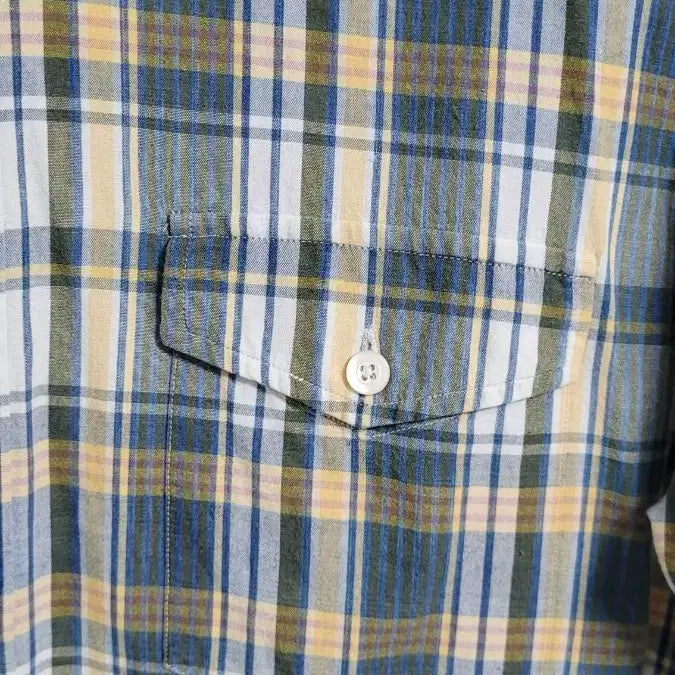 [BUNJANG] Polo Ralph Lauren Green Multi-color One Pocket Checkered Short Sleeve Shirt / [M-100]폴로랄프로렌 그린멀티컬러 원포켓 체크반팔셔츠 실측L